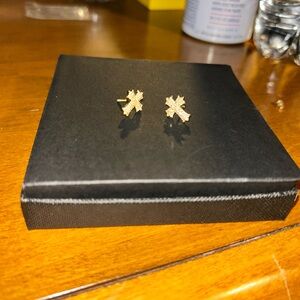 Gold Cross Stud Earrings